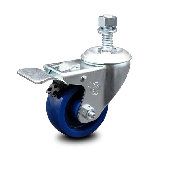 3.5 Inch Solid Polyurethane Swivel 12mm Stem Caster with Total Lock Brake